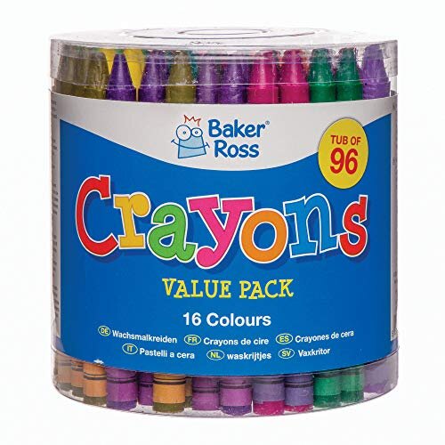 AV257 Chunky Wax CrayonsPack of 96 Value Tub of Kids Arts and Crafts School Classroom Supplies Assorted 96 Count Pack of 1