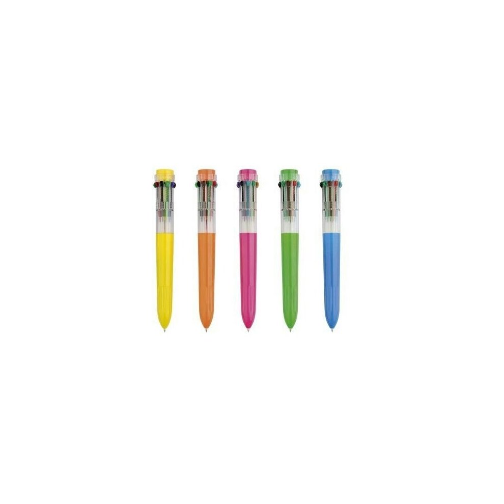Shuttle Pens 12 Multicolored Assorted Neon Colors Retractable Ballpoint Plastic Pens Kids Toy Party Favor 10 Ink Colors