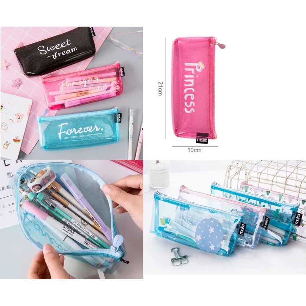 Lovely Transparent Pencil Case with Zipper Suitable for Students Office [I]