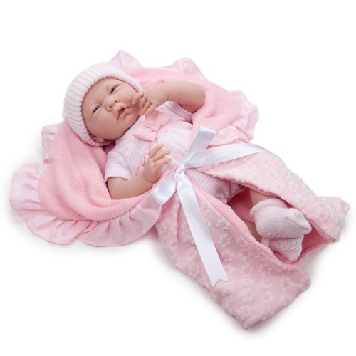JC Toys 18780 La Newborn Soft Body Boutique Baby Doll, 15.5-Inch, Pink