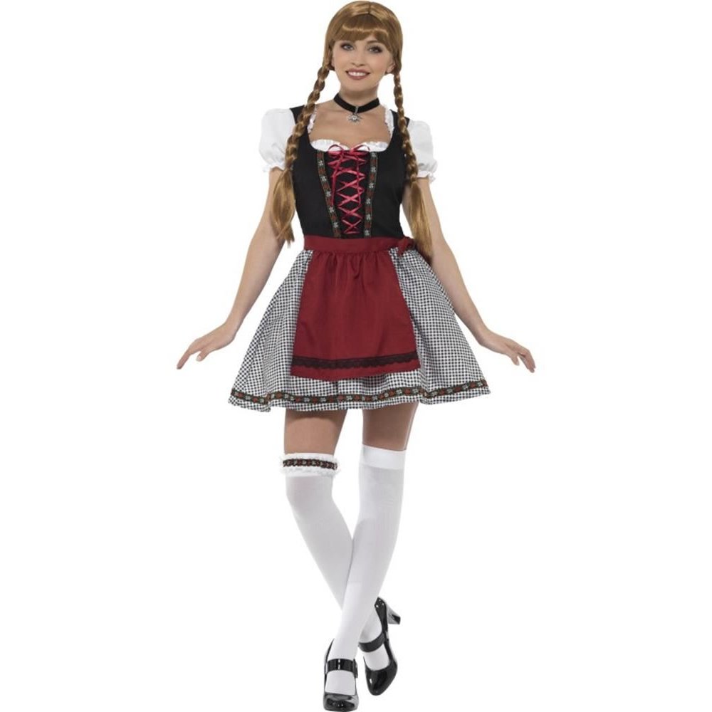 Flirty Fraulein Bavarian Costume, Oktoberfest Festival Fancy Dress, UK 8-10