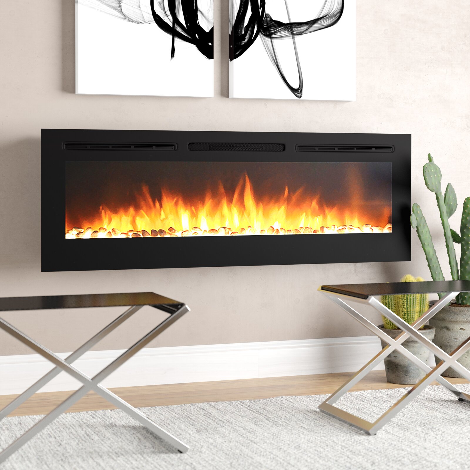 Brayden Studio Barajas 72'' W Electric Fireplace