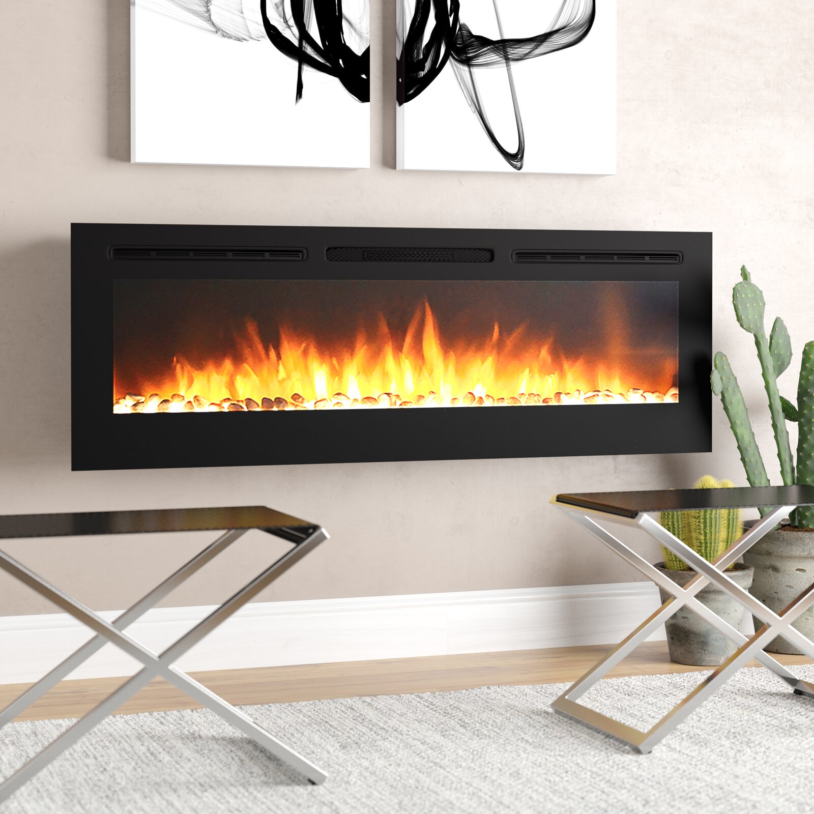 Brayden Studio Barajas 72'' W Electric Fireplace Brayden Studio Barajas 72'' W Electric Fireplace