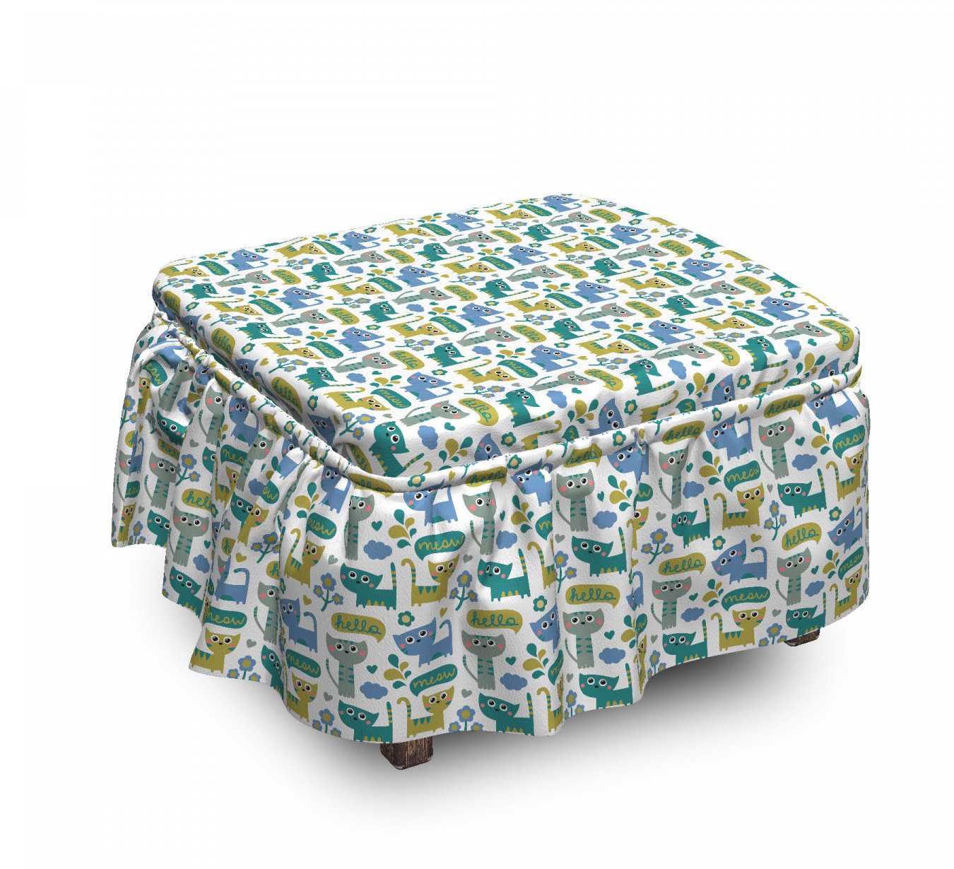 Bless international Kittens Saying Hello and Meow Ottoman Slipcover
