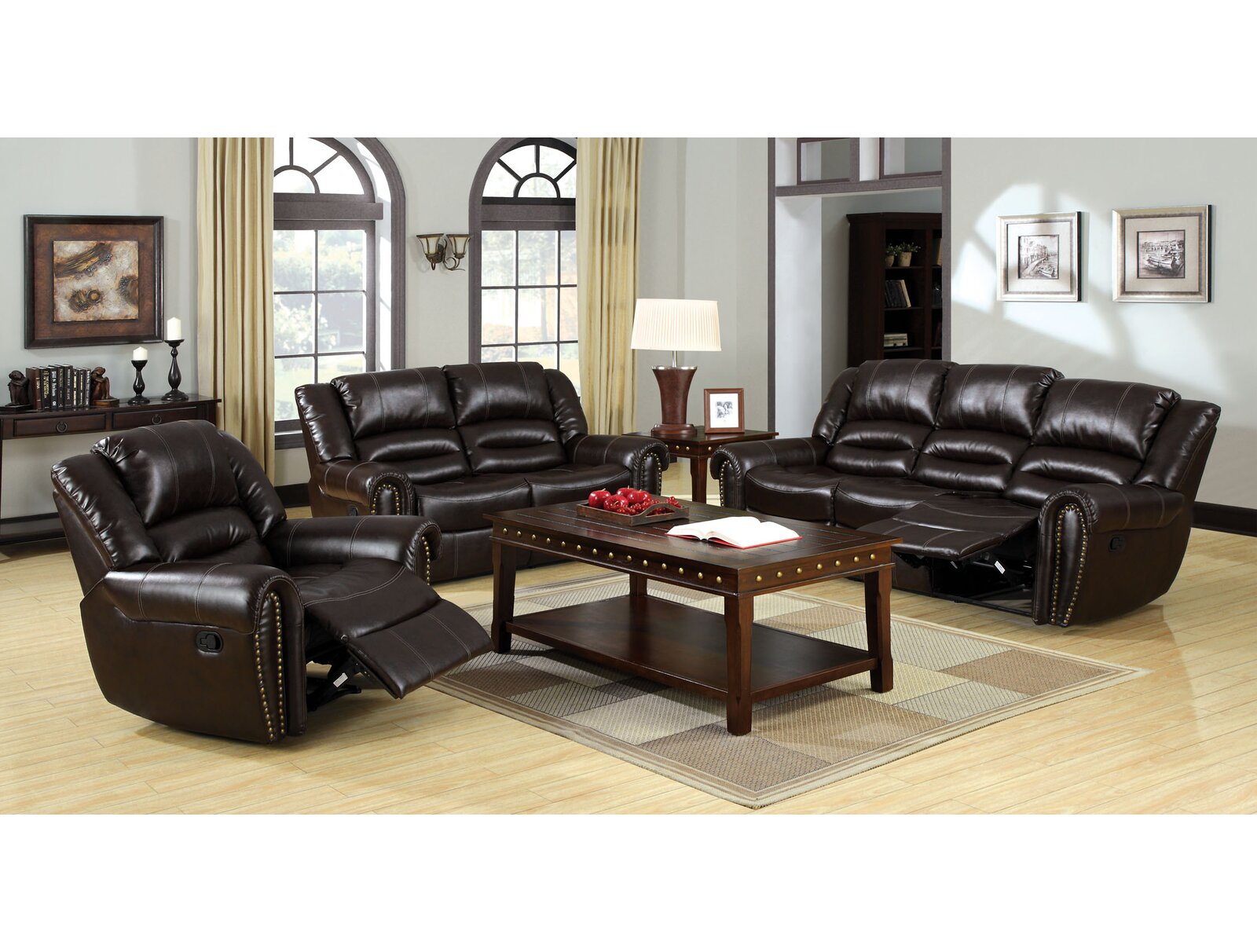 Red Barrel Studio Wallace Vegan Leather Reclining Living Room Set