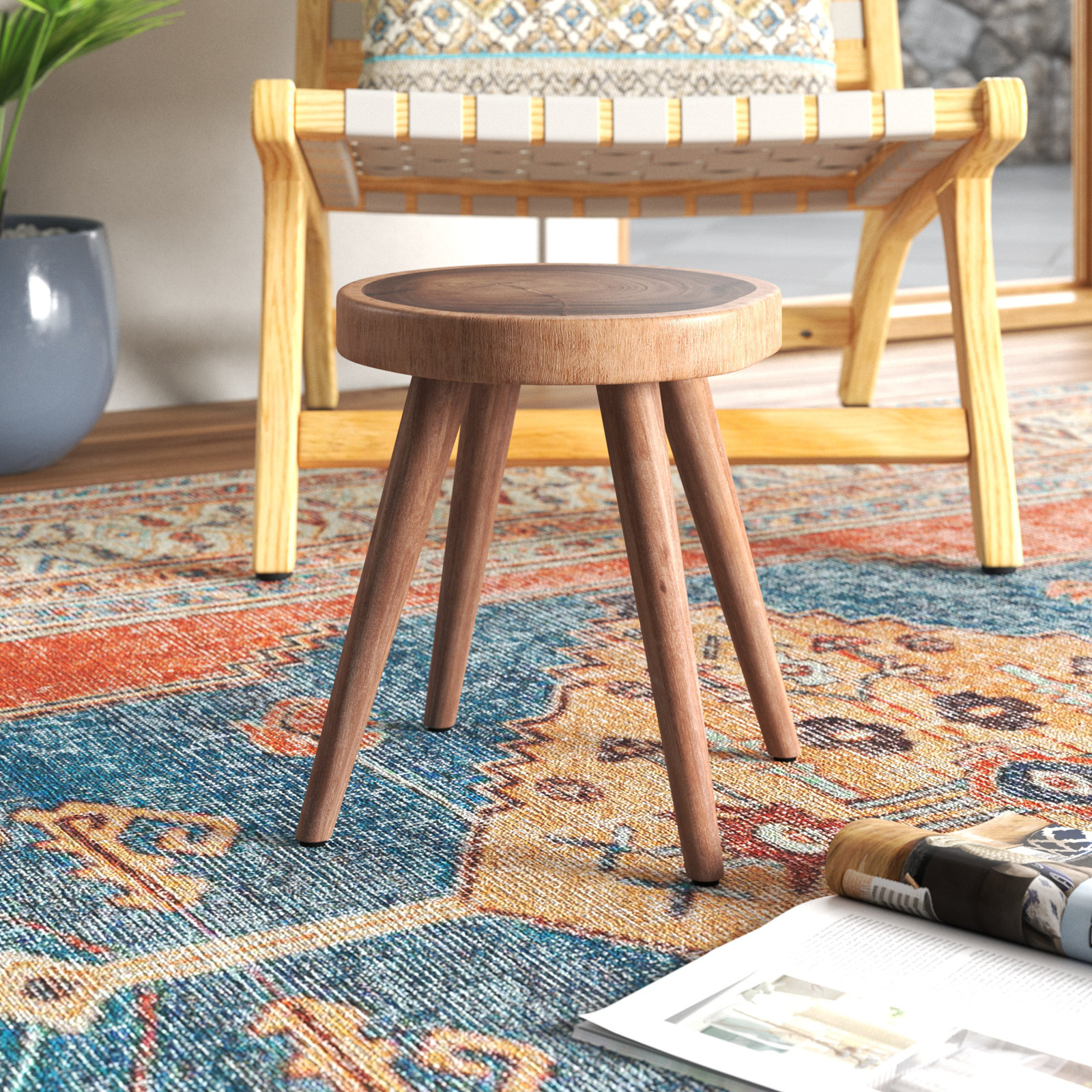 Mistana Fiore Solid Wood Accent Stool & Reviews Mistana Fiore Solid Wood Accent Stool & Reviews