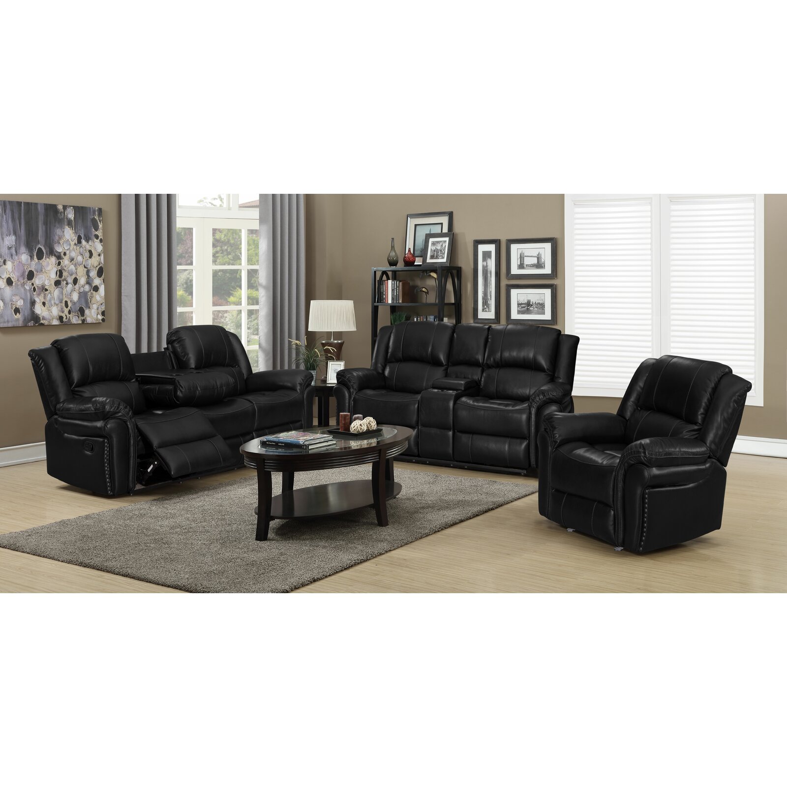 Wildon Home Fien 3 - Piece Vegan Leather Reclining Living Room Set