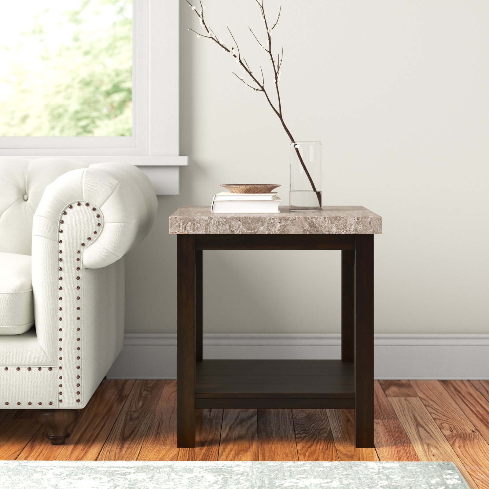 Lark Manor Claiborne 24'' Tall Genuine Marble End Table & Reviews