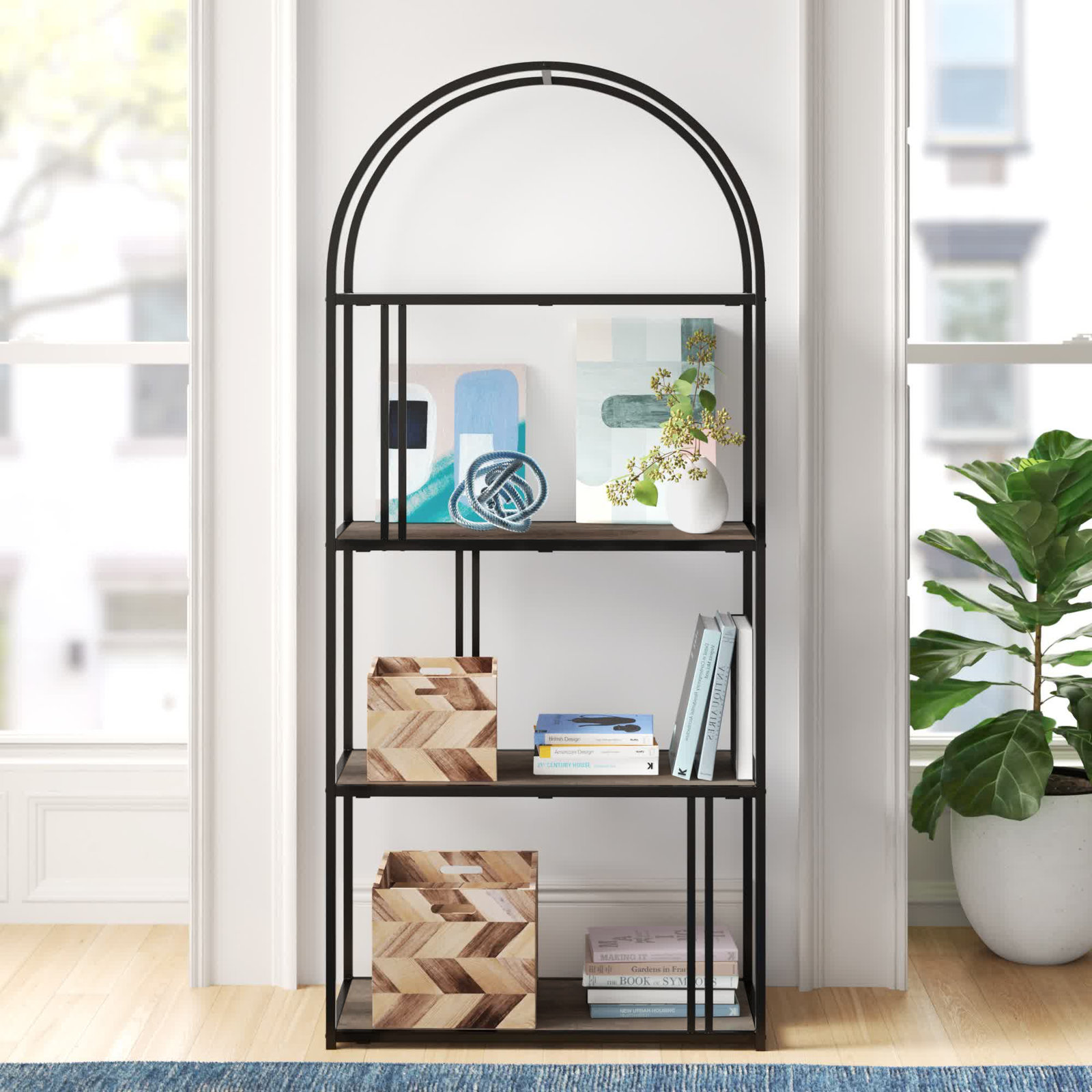 Mercury Row Helfer 68'' H x 30'' W Steel Geometric Bookcase & Reviews