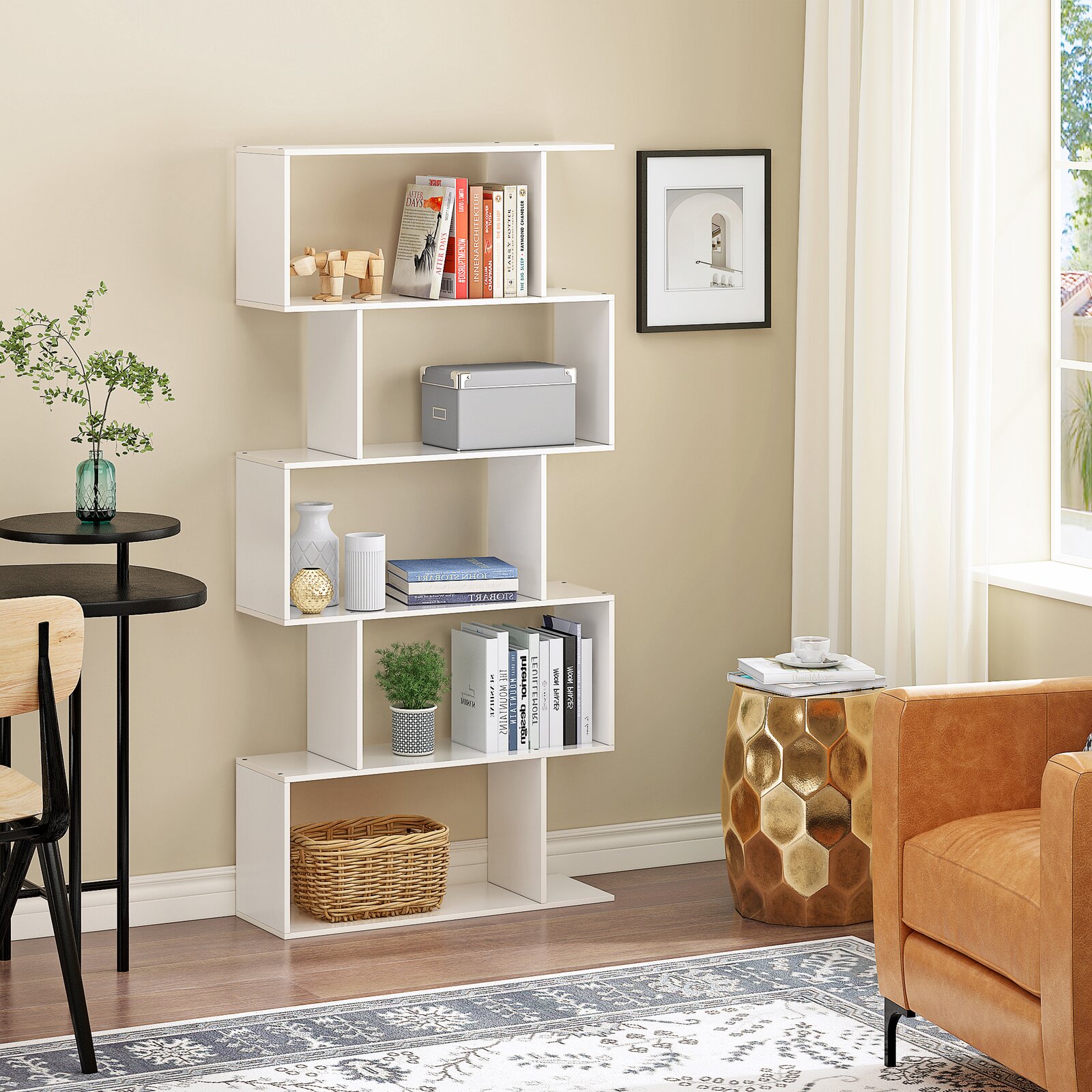 Latitude Run 61.81'' H x 27.76'' W Geometric Bookcase & Reviews Latitude Run 61.81'' H x 27.76'' W Geometric Bookcase & Reviews