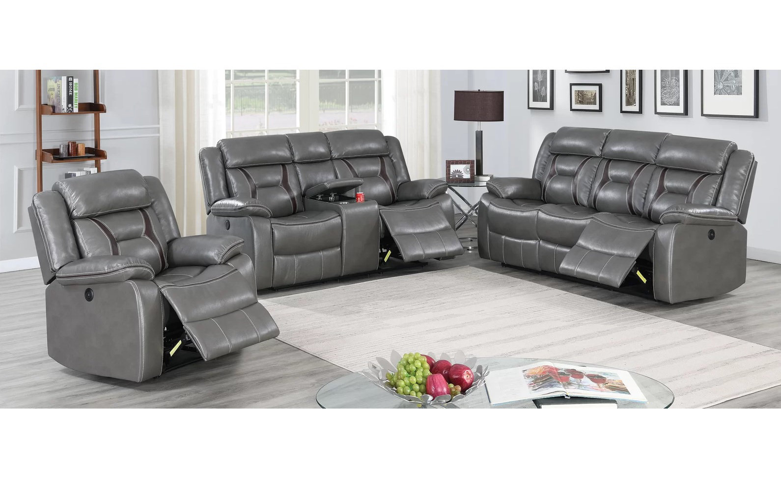 Latitude Run Yaira 3 - Piece Vegan Leather Reclining Living Room Set Latitude Run Yaira 3 - Piece Vegan Leather Reclining Living Room Set