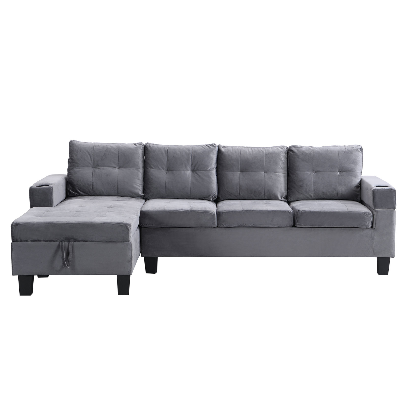 Latitude Run Modern Sectional Sofa Velevt Fabric L-Shaped